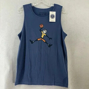 Life Is Good Tank Top Mens Medium Blue Sleeveless Air Jake Basketball Shirt NWT